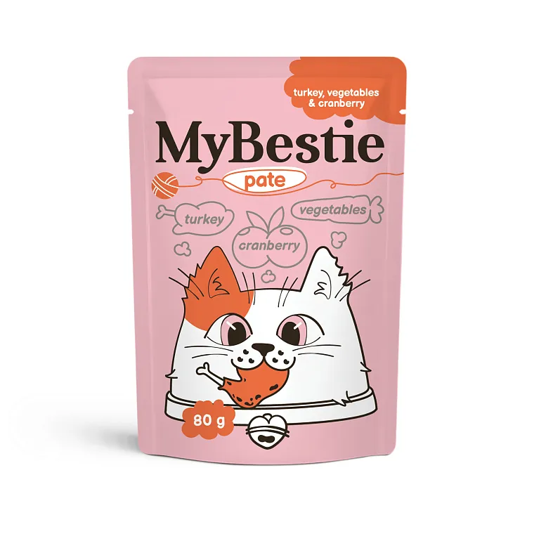 МайБести Пауч ПАШТЕТ с мясом Индейки,Овощами и Клюквой 80 гр
