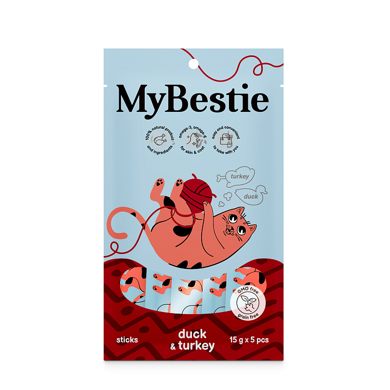 МайБести Крем-Лакомство в Стиках Утка и Индейка (5 х15 г)